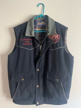 2014 NFR Wool  Black Rodeo Patch Vest